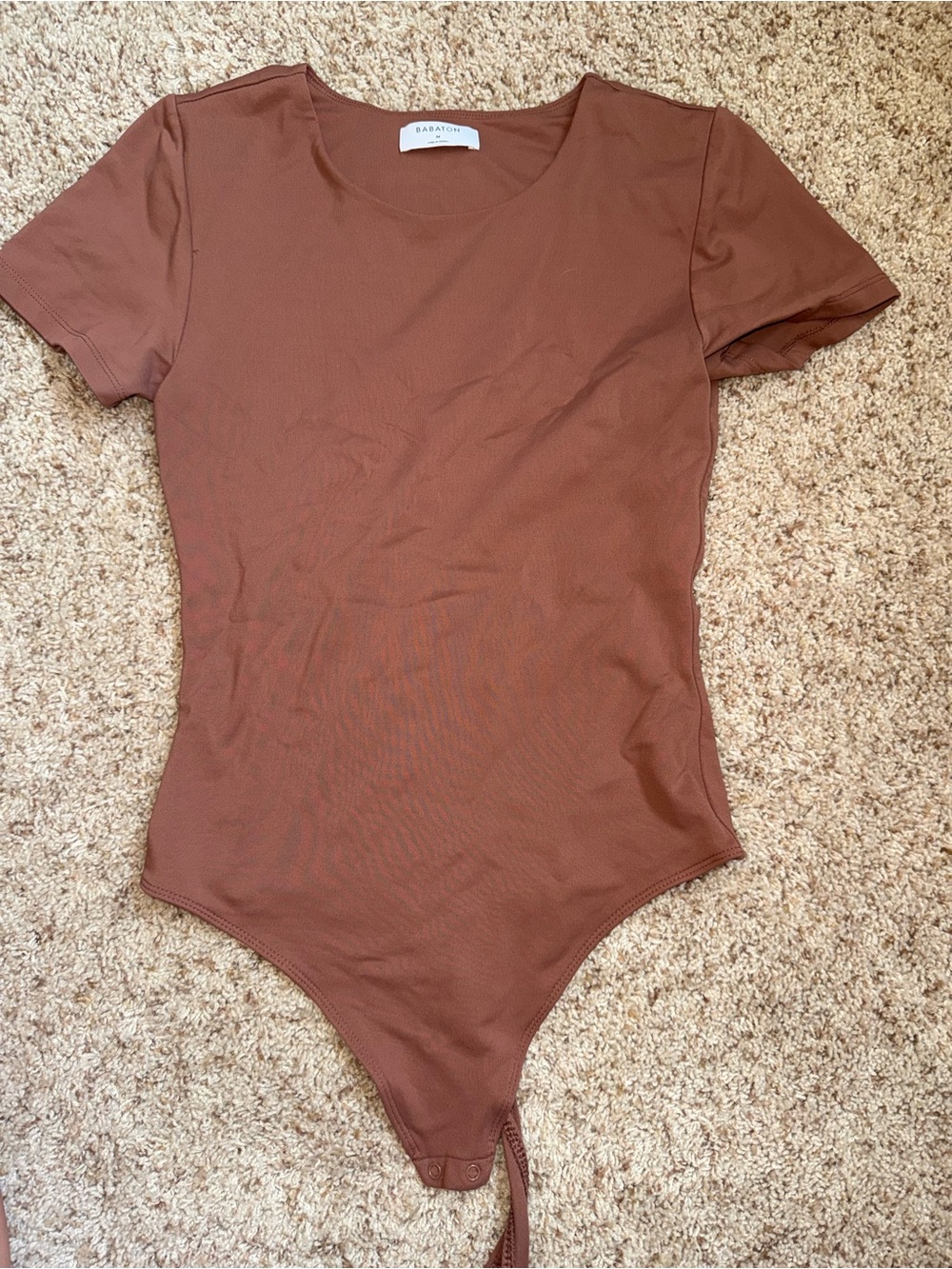 Babaton Chestnut Short Sleeve Scoop Neck Bodysuit